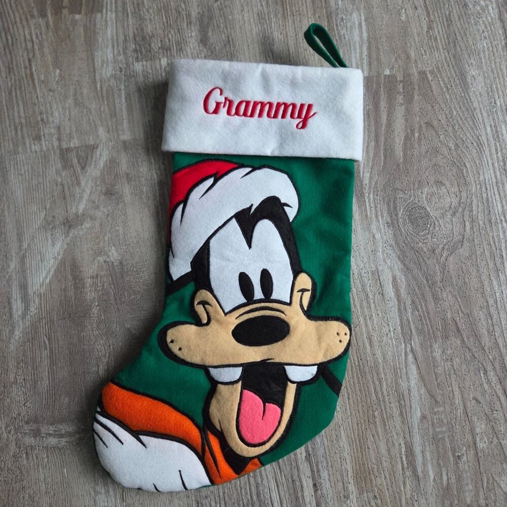 Disney Goofy Christmas Stocking Vtg 90s Grammy Grandma Granny Core Holiday Decor